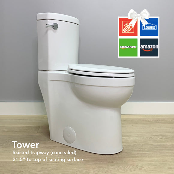 Toilet: TOWER. Skirted (Concealed Trapway) Extra Tall 20-21