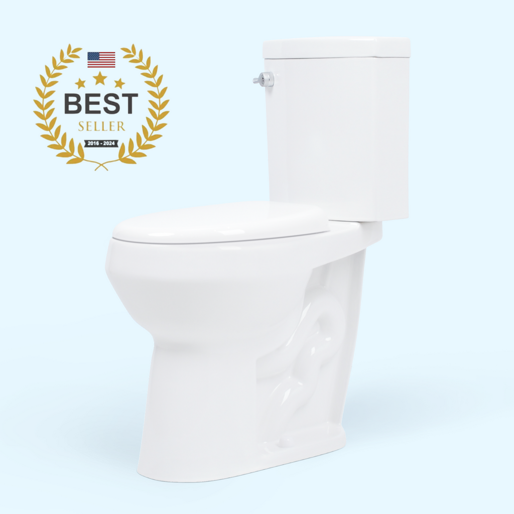 20-21 inch Extra Tall Toilet (dual flush, metal handle, slow-close seat incl.)